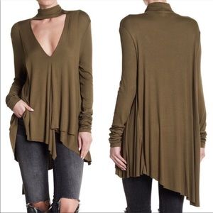 FREE PEOPLE Uptown Choker Neck Tunic Tee Top